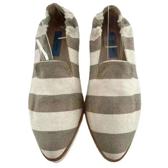 Dee Keller womens flats size 35.5 taupe cream canvas pointy to flatform loafers - Picture 12 of 12
